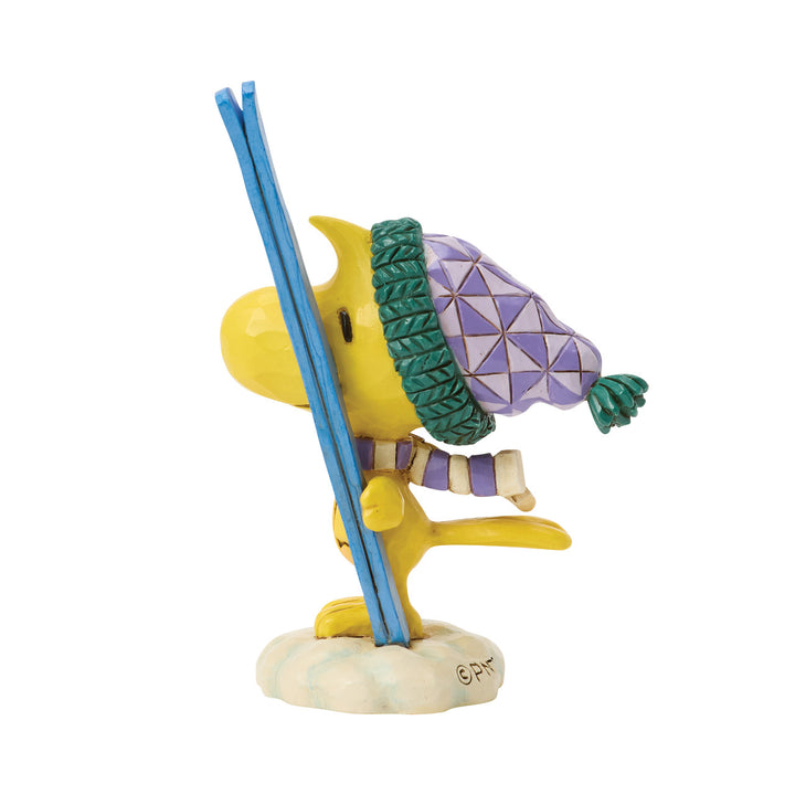 Jim Shore Peanuts: Woodstock with Skis Miniature Figurine sparkle-castle