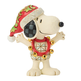 Jim Shore Peanuts: Snoopy with Bells Miniature Figurine sparkle-castle