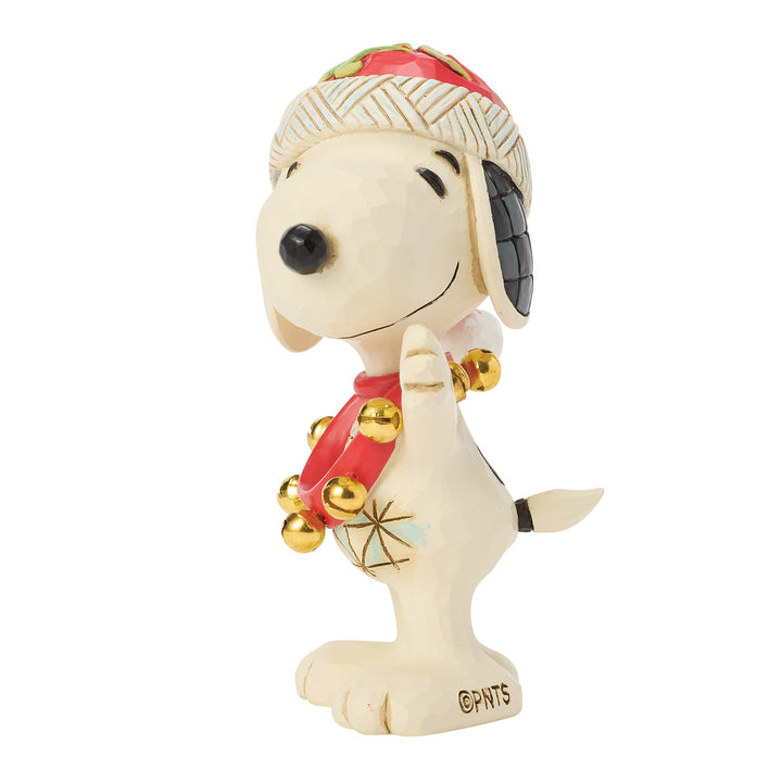 Jim Shore Peanuts: Snoopy with Bells Miniature Figurine sparkle-castle