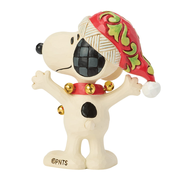 Jim Shore Peanuts: Snoopy with Bells Miniature Figurine sparkle-castle