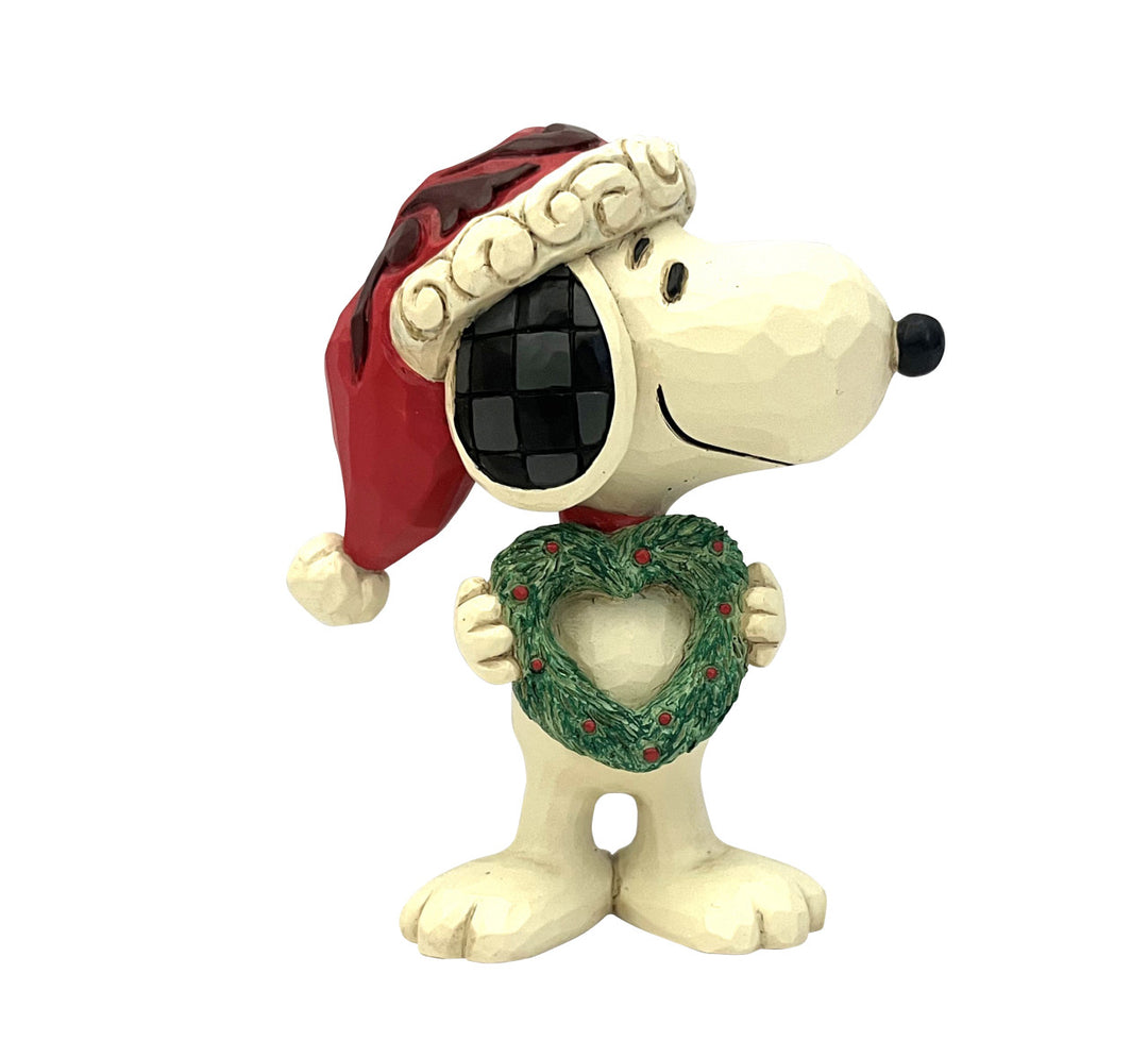 Jim Shore Peanuts: Snoopy with Heart Wreath Miniature Figurine sparkle-castle