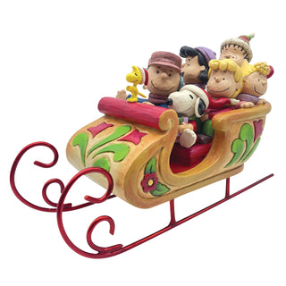 Jim Shore Peanuts: Snoopy and Friends in Sleigh Figurine sparkle-castle
