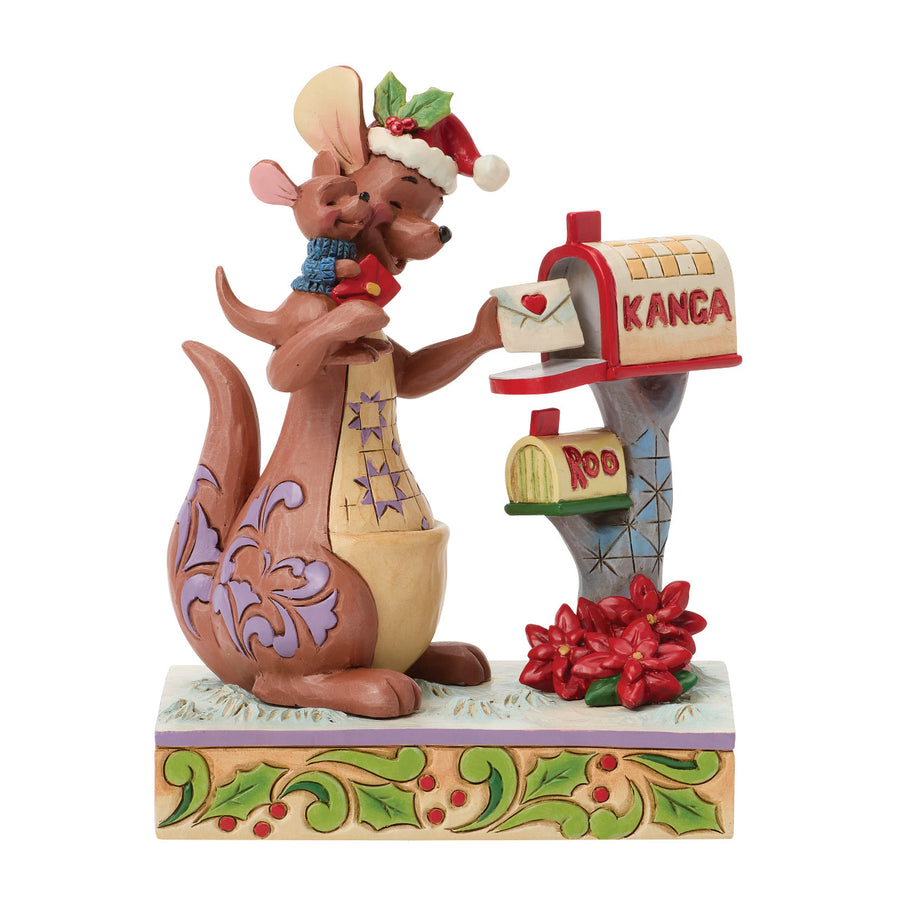 Jim Shore Disney Traditions: Kanda & Roo Christmas Mailbox Figurine sparkle-castle