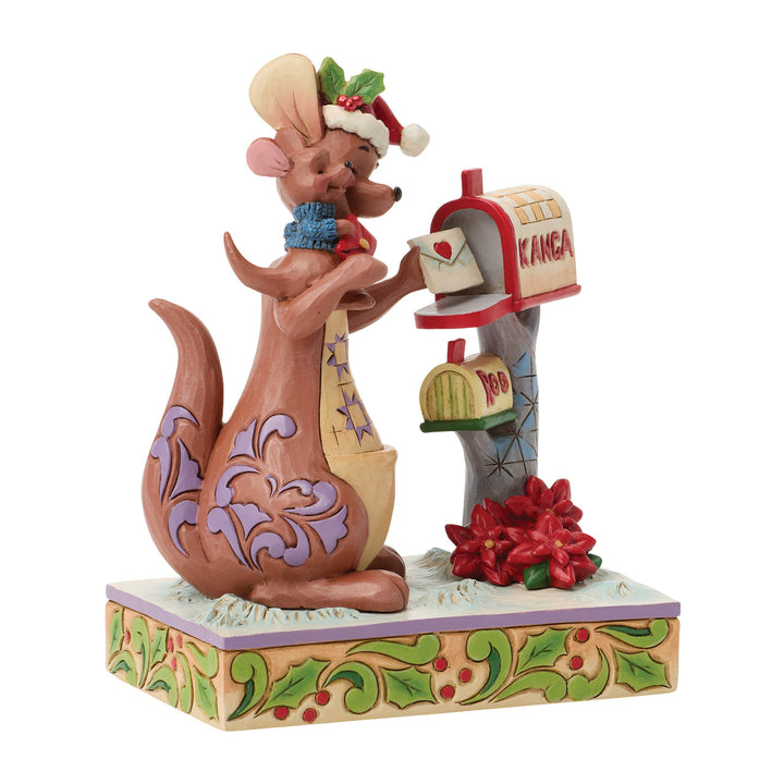 Jim Shore Disney Traditions: Kanda & Roo Christmas Mailbox Figurine sparkle-castle
