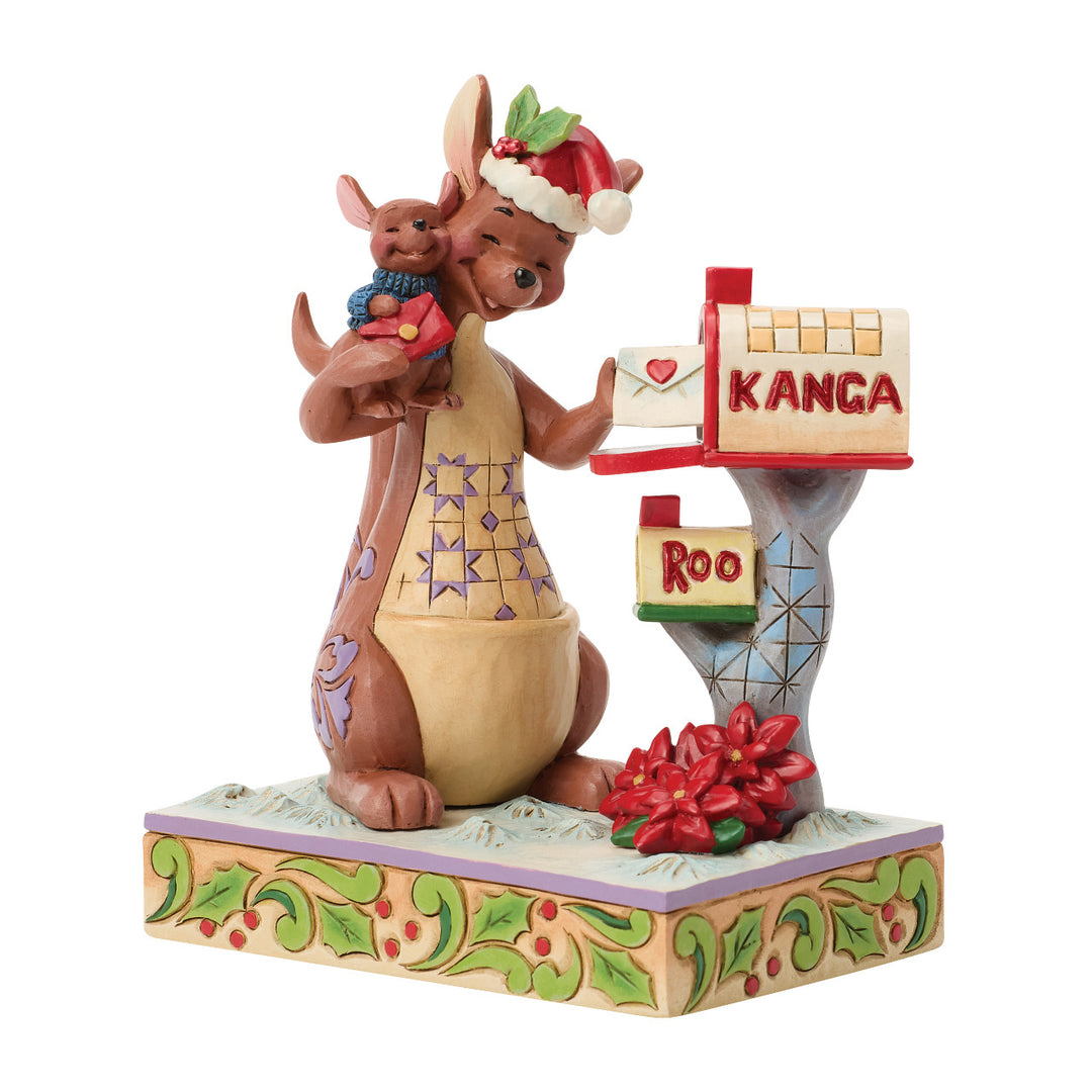 Jim Shore Disney Traditions: Kanda & Roo Christmas Mailbox Figurine sparkle-castle