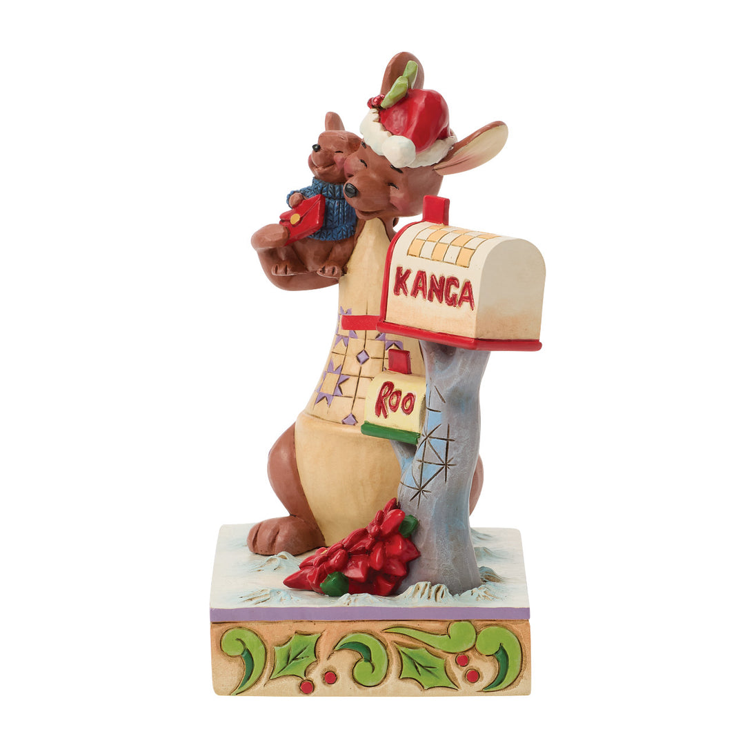 Jim Shore Disney Traditions: Kanda & Roo Christmas Mailbox Figurine sparkle-castle