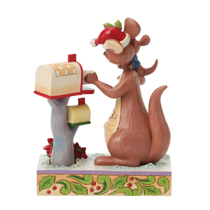 Jim Shore Disney Traditions: Kanda & Roo Christmas Mailbox Figurine sparkle-castle