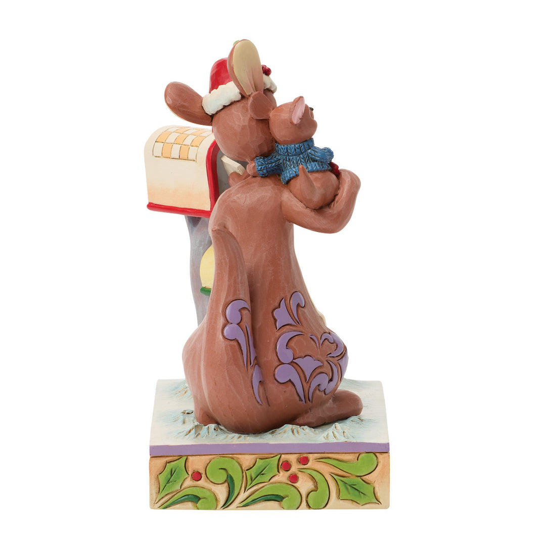 Jim Shore Disney Traditions: Kanda & Roo Christmas Mailbox Figurine sparkle-castle