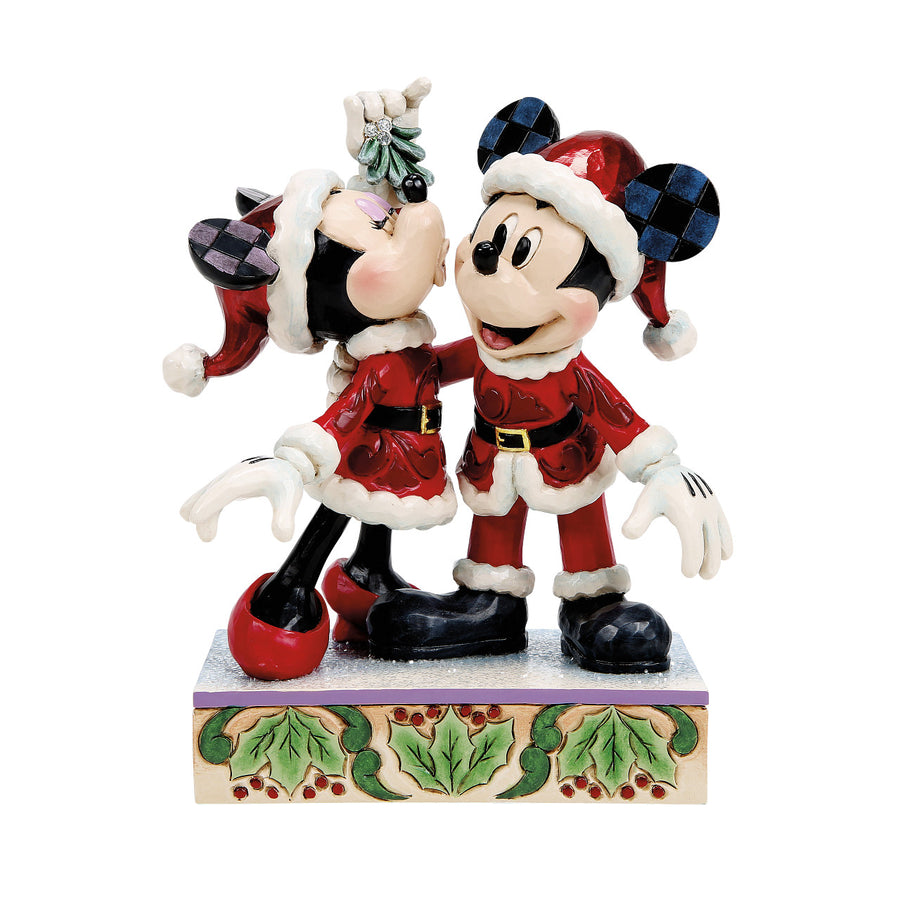 Jim Shore Disney Traditions: Mickey & Minnie Mistletoe Figurine sparkle-castle