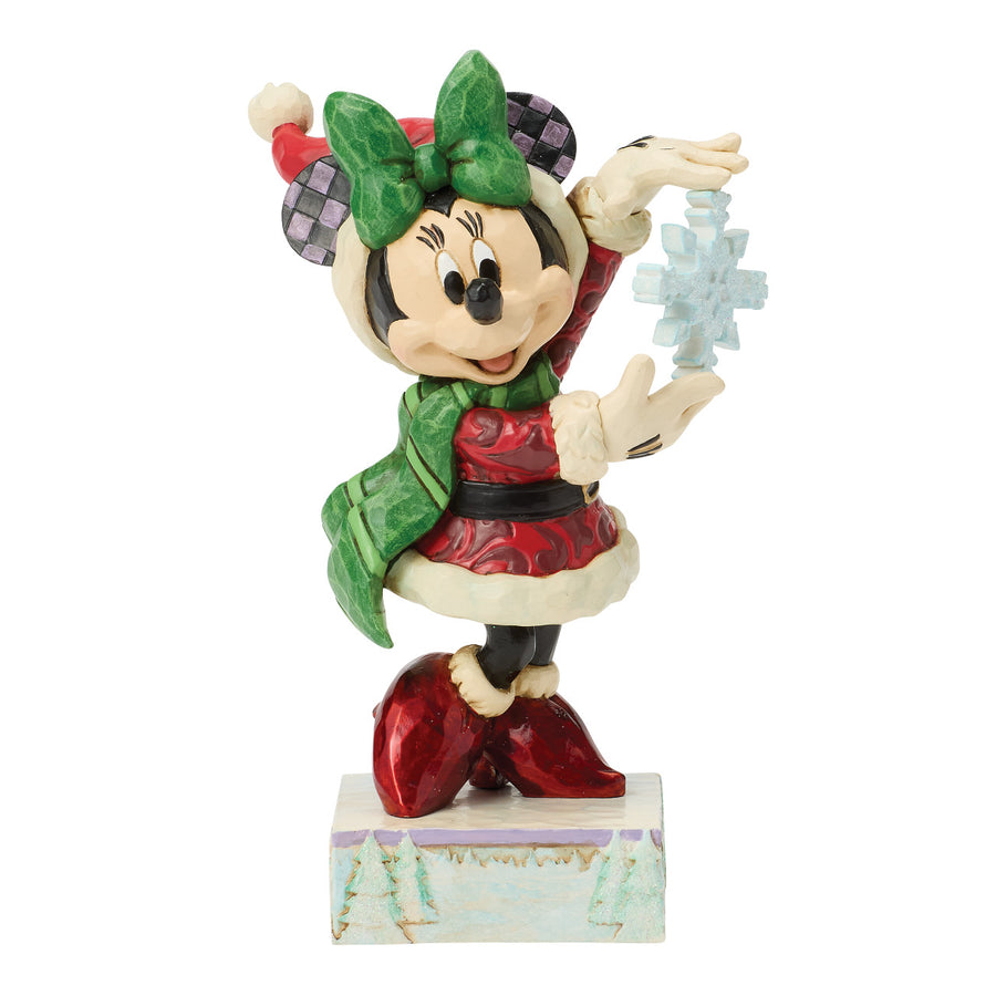Jim Shore Disney Traditions: Minnie Mouse With Snowflake Figurine sparkle-castle