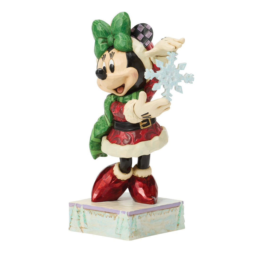 Jim Shore Disney Traditions: Minnie Mouse With Snowflake Figurine sparkle-castle
