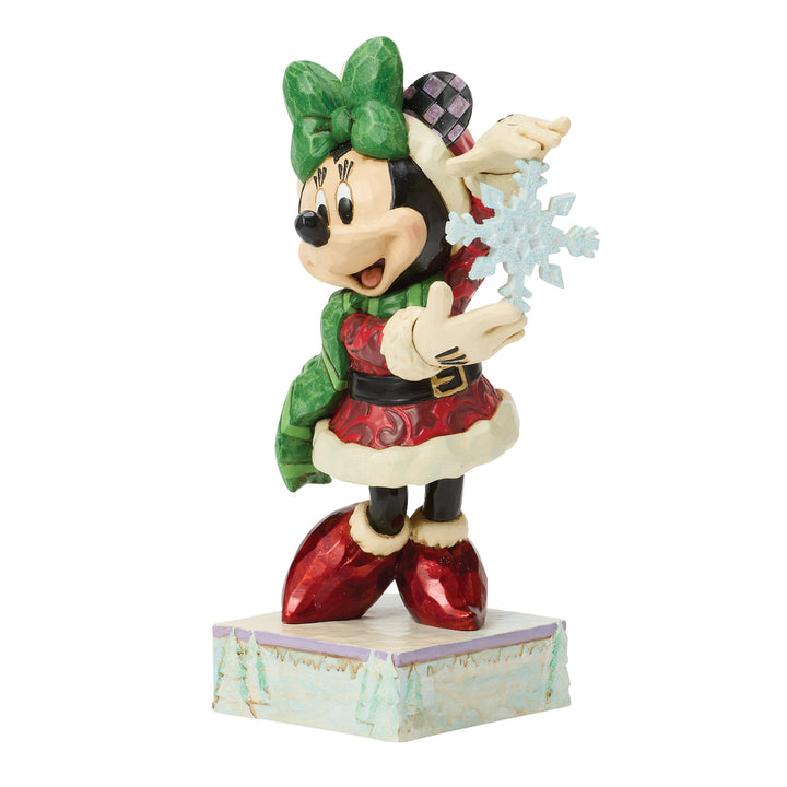 Jim Shore Disney Traditions: Minnie Mouse With Snowflake Figurine sparkle-castle