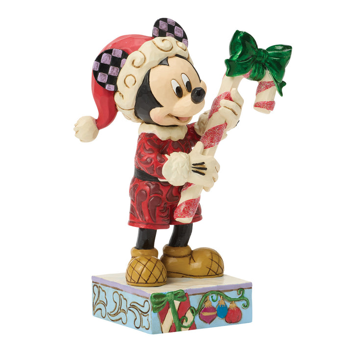 Jim Shore Disney Traditions: Mickey Mouse With Candy Cane Figurine sparkle-castle