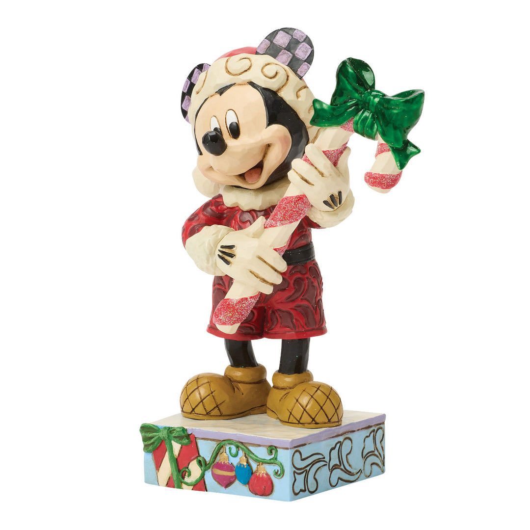 Jim Shore Disney Traditions: Mickey Mouse With Candy Cane Figurine sparkle-castle