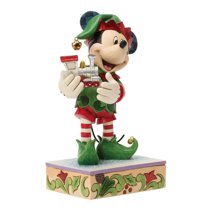Jim Shore Disney Traditions: Mickey Elf With Train Special Edition Figurine sparkle-castle