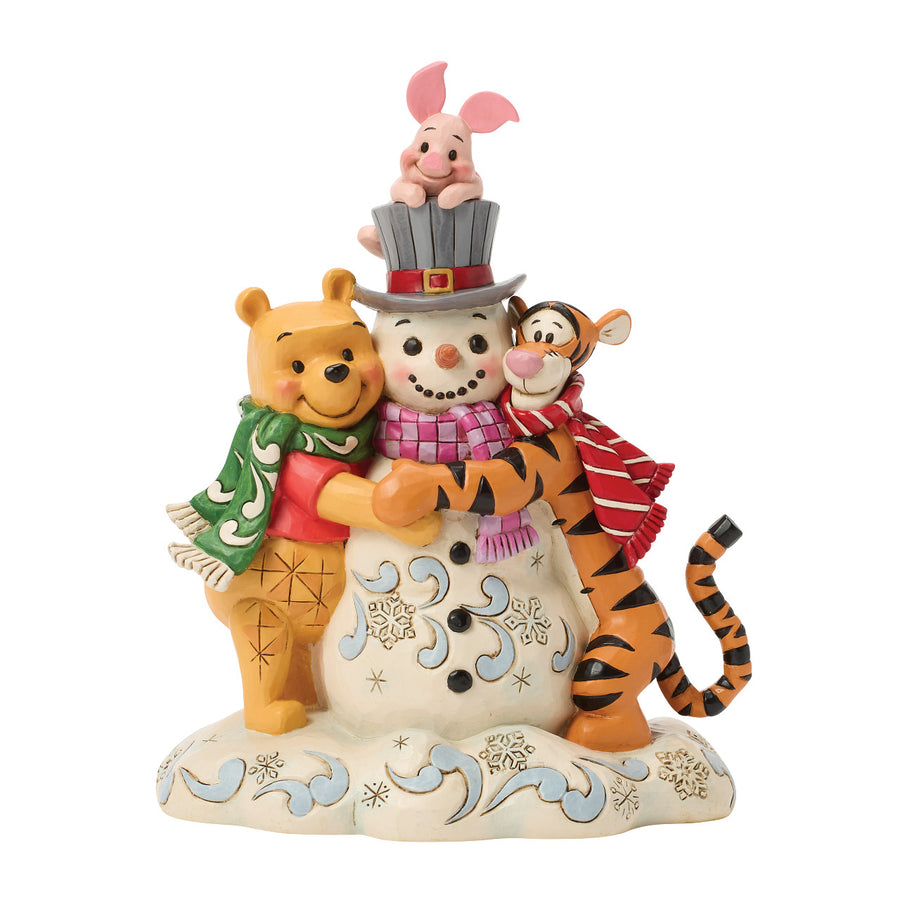 Jim Shore Disney Traditions: Pooh & Friends With A Snowman Figurine sparkle-castle