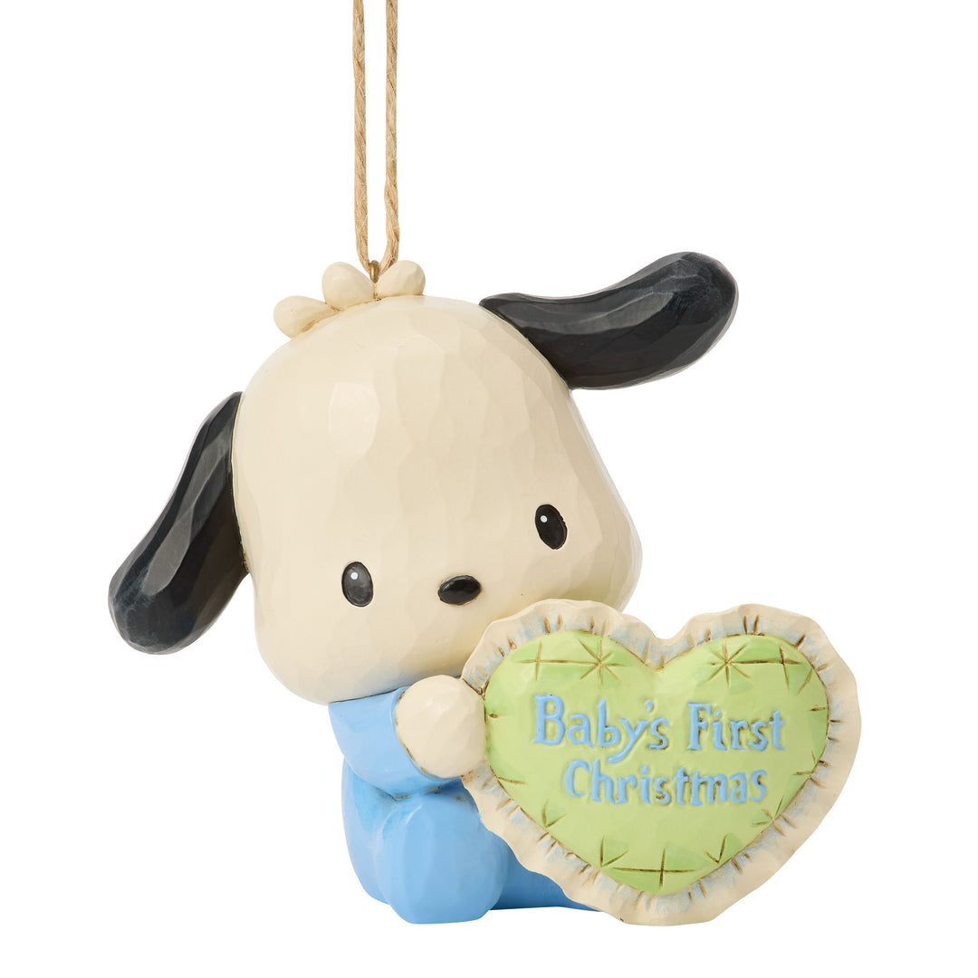 Jim Shore Sanrio: Pochacco Baby Boy's First Hanging Ornament sparkle-castle