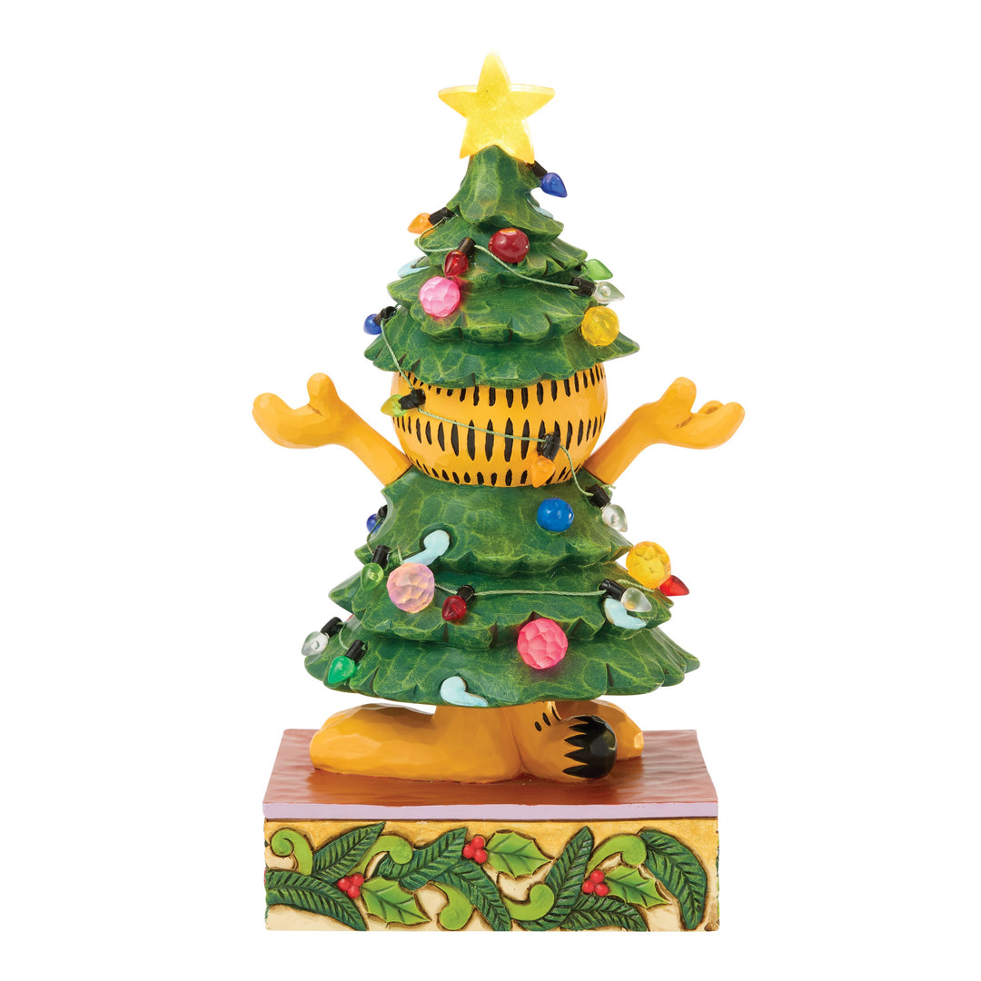 Jim Shore Garfield: Garfield Dressed as Christmas Tree Figurine sparkle-castle