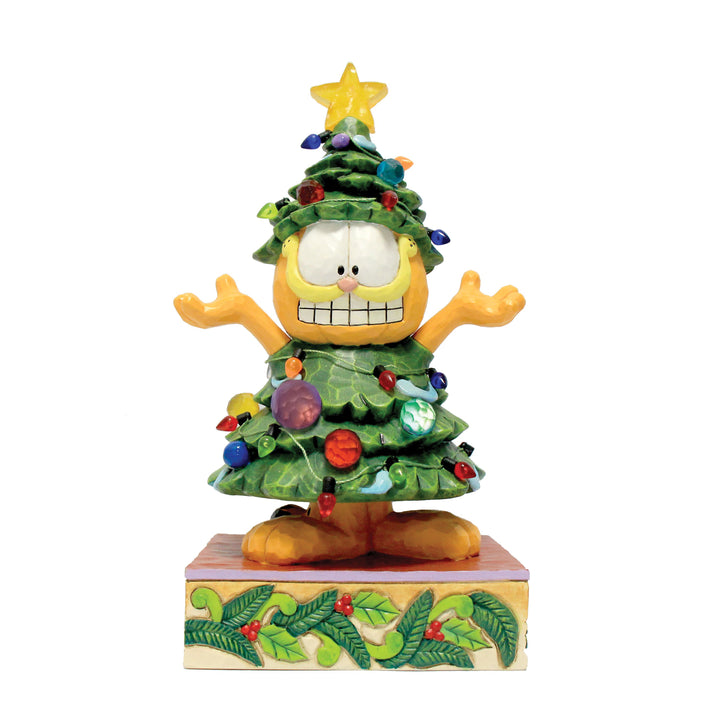 Jim Shore Garfield: Garfield Dressed as Christmas Tree Figurine sparkle-castle