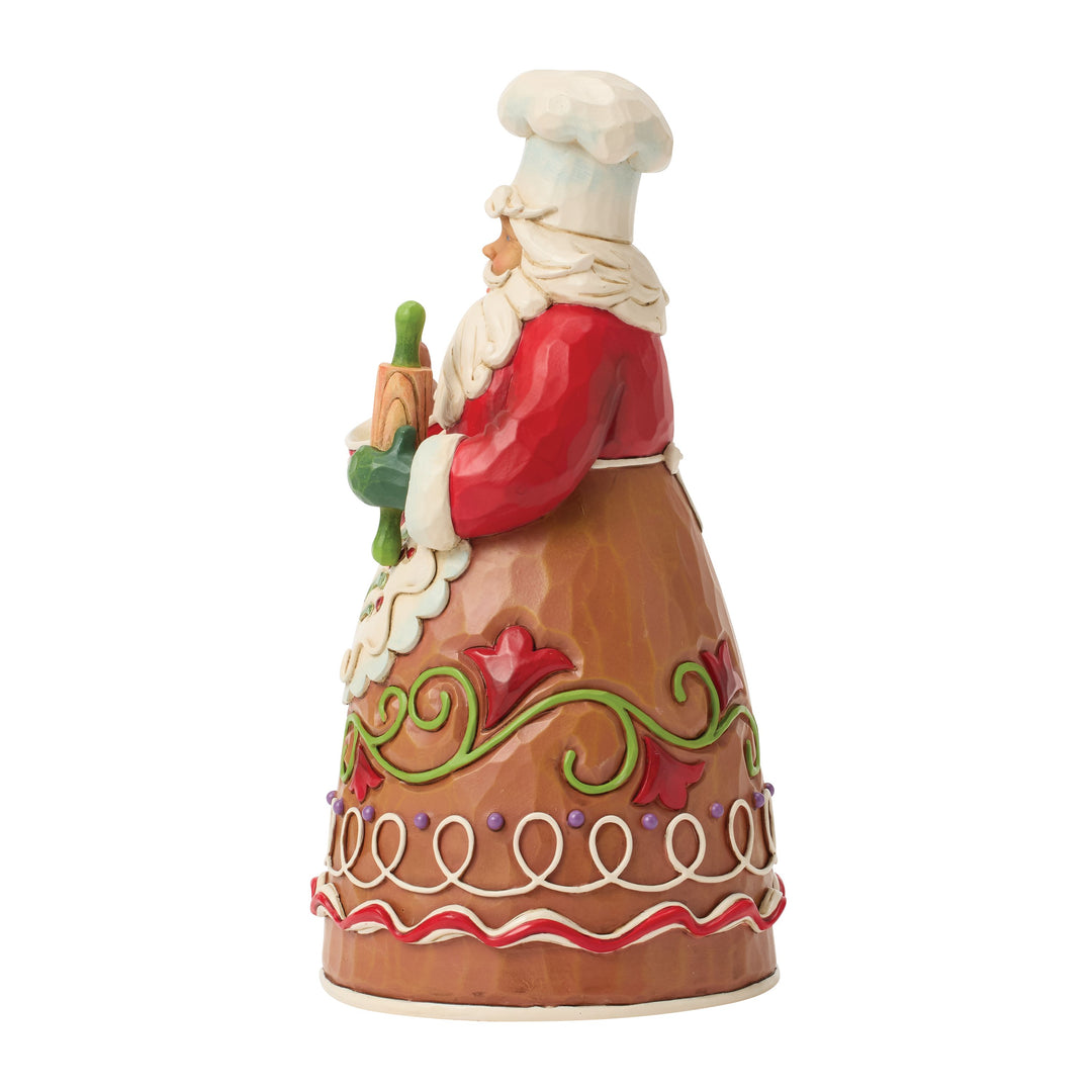 Jim Shore Heartwood Creek: Gingerbread Christmas Pastry Chef Santa Figurine sparkle-castle