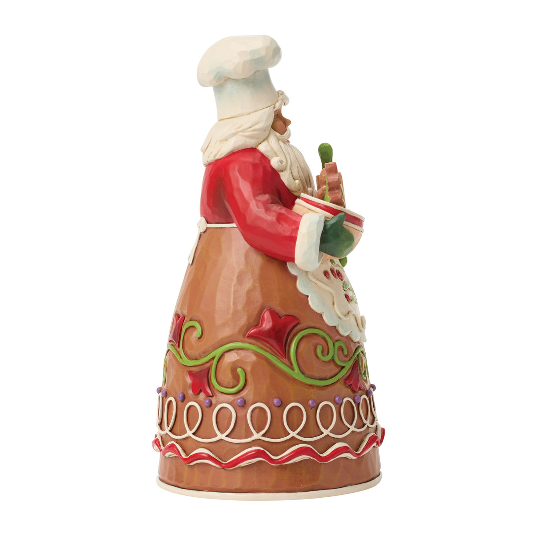 Jim Shore Heartwood Creek: Gingerbread Christmas Pastry Chef Santa Figurine sparkle-castle