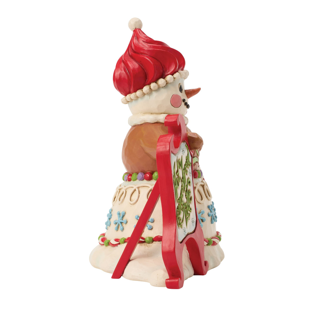 Jim Shore Heartwood Creek: Gingerbread Christmas Snowman With Sign Figurine sparkle-castle