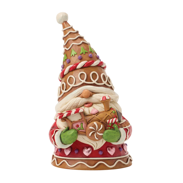 Jim Shore Heartwood Creek: Gingerbread Christmas Gnome Holding Train Figurine sparkle-castle