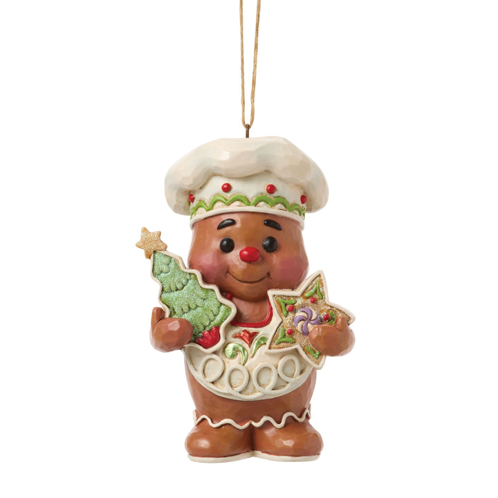 Jim Shore Heartwood Creek: Gingerbread Christmas Man With Cookies Hanging Ornament sparkle-castle