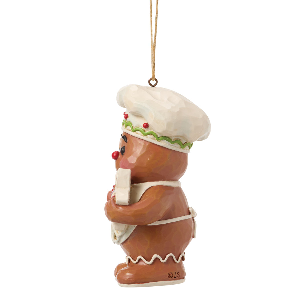 Jim Shore Heartwood Creek: Gingerbread Christmas Man With Cookies Hanging Ornament sparkle-castle