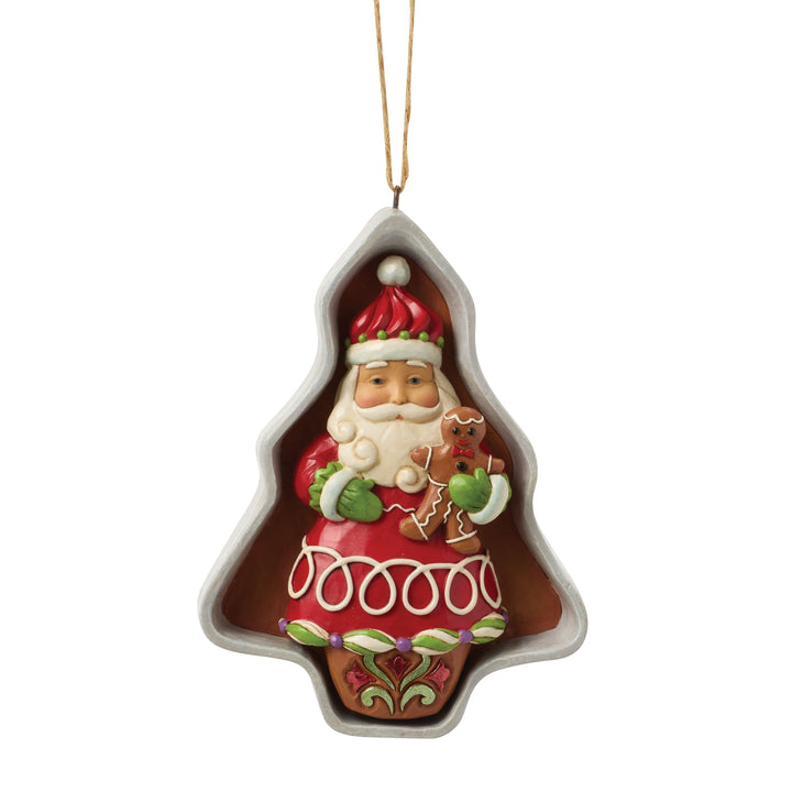 Jim Shore Heartwood Creek: Gingerbread Christmas Cookie Cutter Santa Hanging Ornament sparkle-castle