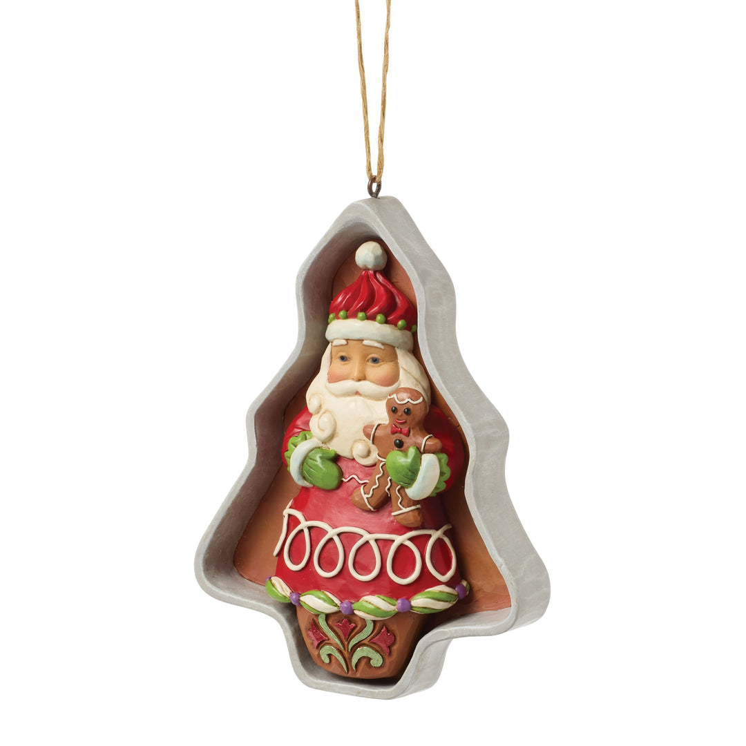 Jim Shore Heartwood Creek: Gingerbread Christmas Cookie Cutter Santa Hanging Ornament sparkle-castle