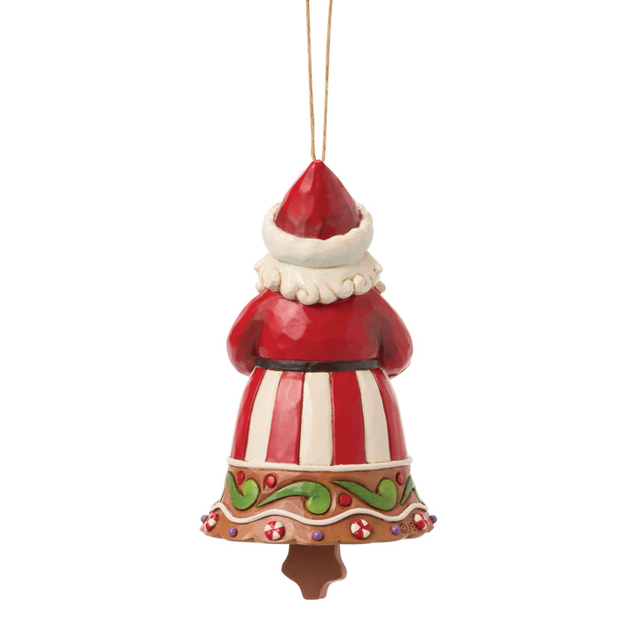 Jim Shore Heartwood Creek: Gingerbread Christmas Santa Bell Hanging Ornament sparkle-castle