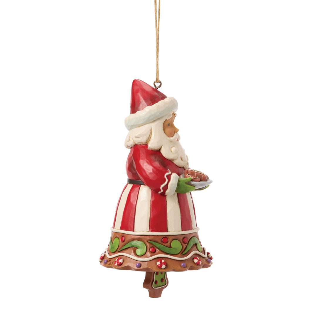 Jim Shore Heartwood Creek: Gingerbread Christmas Santa Bell Hanging Ornament sparkle-castle