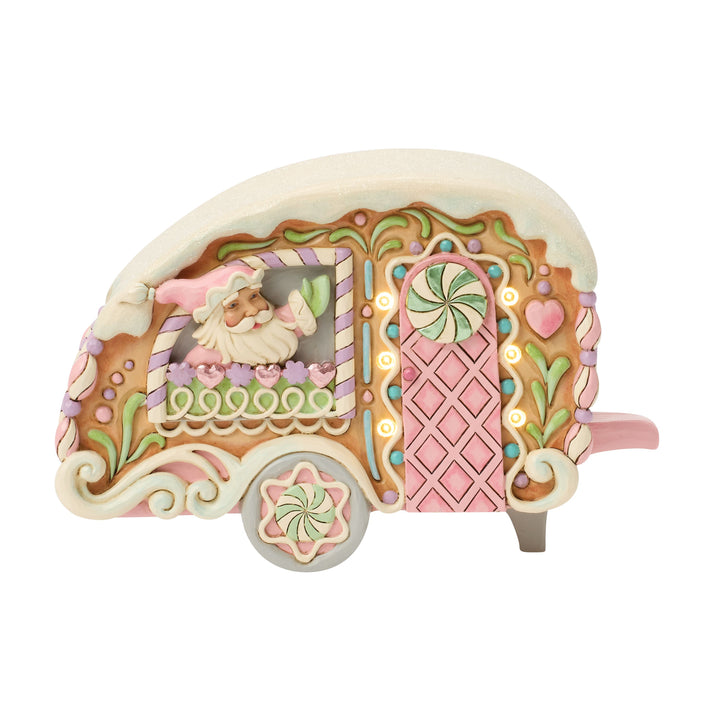 Jim Shore Heartwood Sweets: Santa's Camper Lit Figurine sparkle-castle