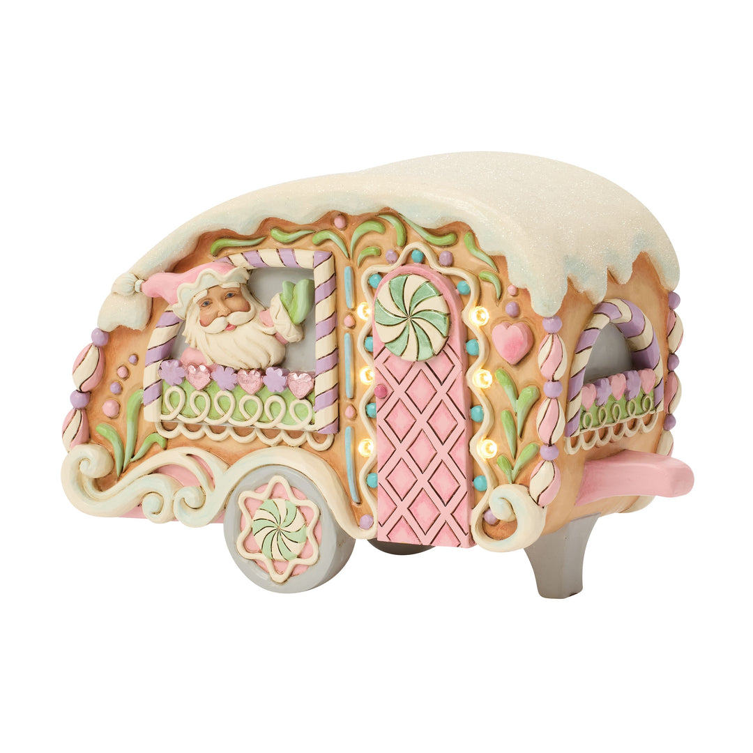 Jim Shore Heartwood Sweets: Santa's Camper Lit Figurine sparkle-castle