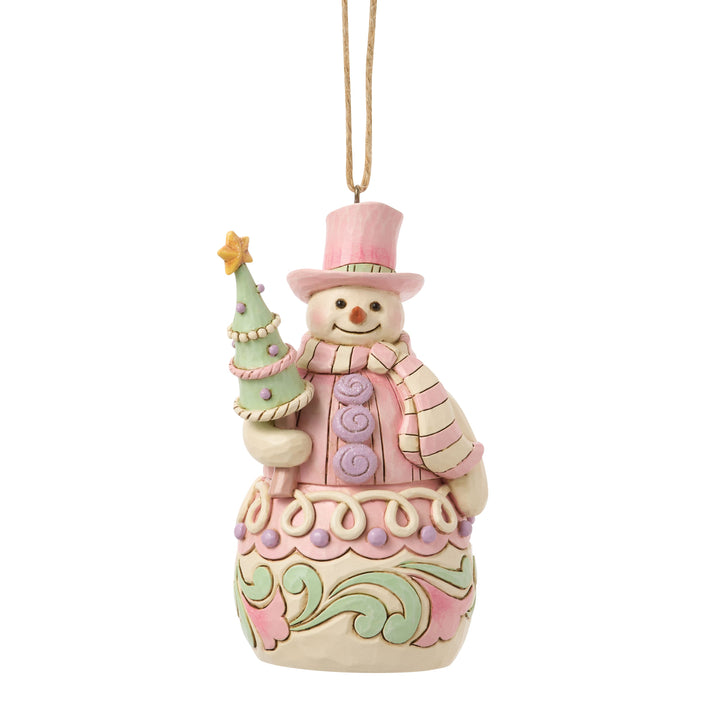 Jim Shore Heartwood Sweets: Snowman With Tree Hanging Ornament sparkle-castle