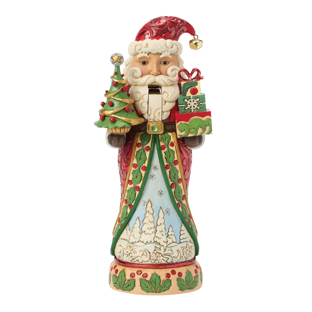 Jim Shore Heartwood Creek: Royal Traditions Red & Green Santa Nutcracker Figurine sparkle-castle