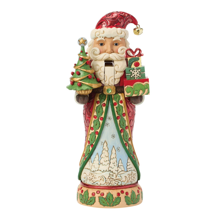 Jim Shore Heartwood Creek: Royal Traditions Red & Green Santa Nutcracker Figurine sparkle-castle