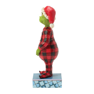Jim Shore The Grinch: Grinch Wearing Plaid Pajamas Figurine sparkle-castle