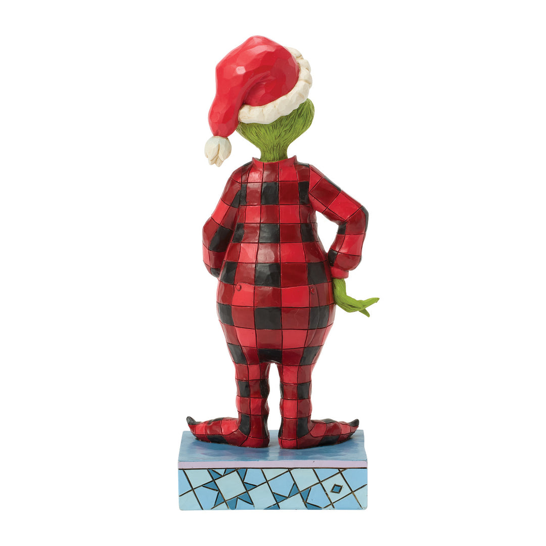 Jim Shore The Grinch: Grinch Wearing Plaid Pajamas Figurine sparkle-castle