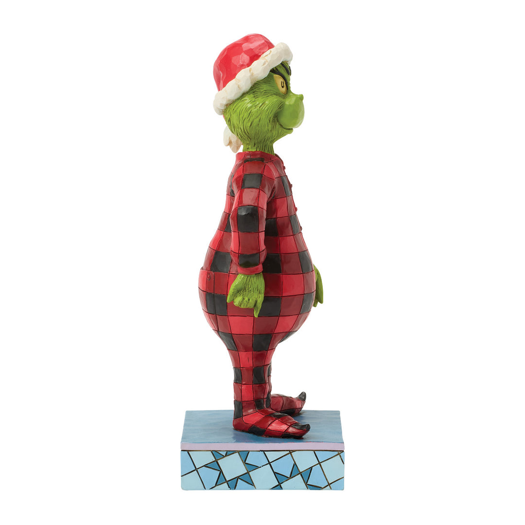 Jim Shore The Grinch: Grinch Wearing Plaid Pajamas Figurine sparkle-castle
