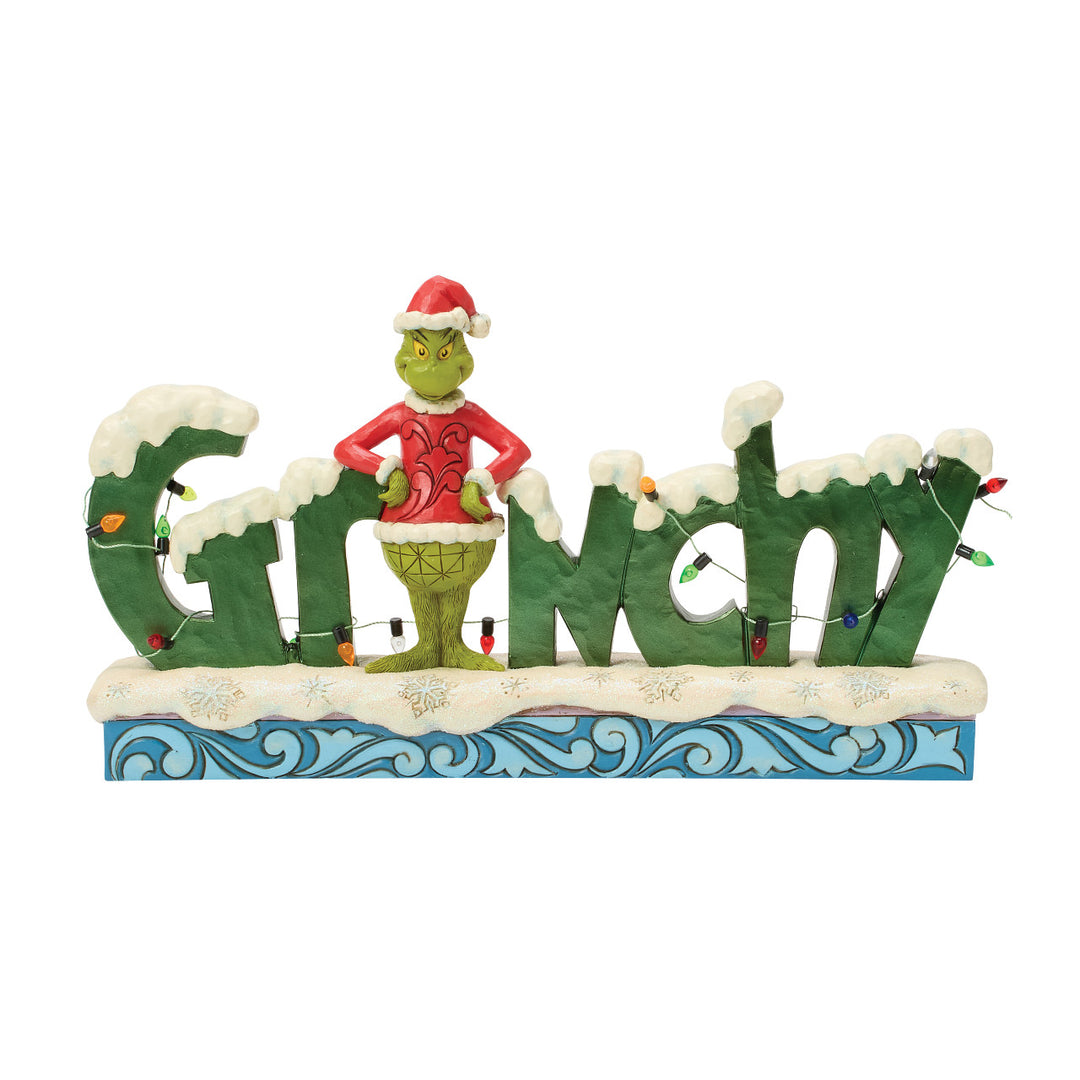 Jim Shore The Grinch: Grinch Word Sign Figurine sparkle-castle
