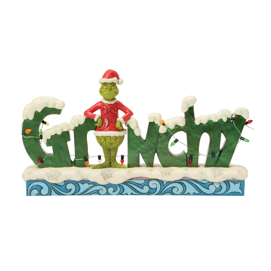 Jim Shore The Grinch: Grinch Word Sign Figurine sparkle-castle