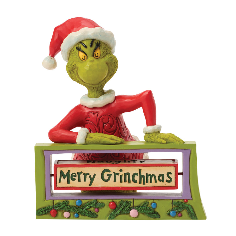 Jim Shore The Grinch: Grinch With Rotating Sign Figurine sparkle-castle