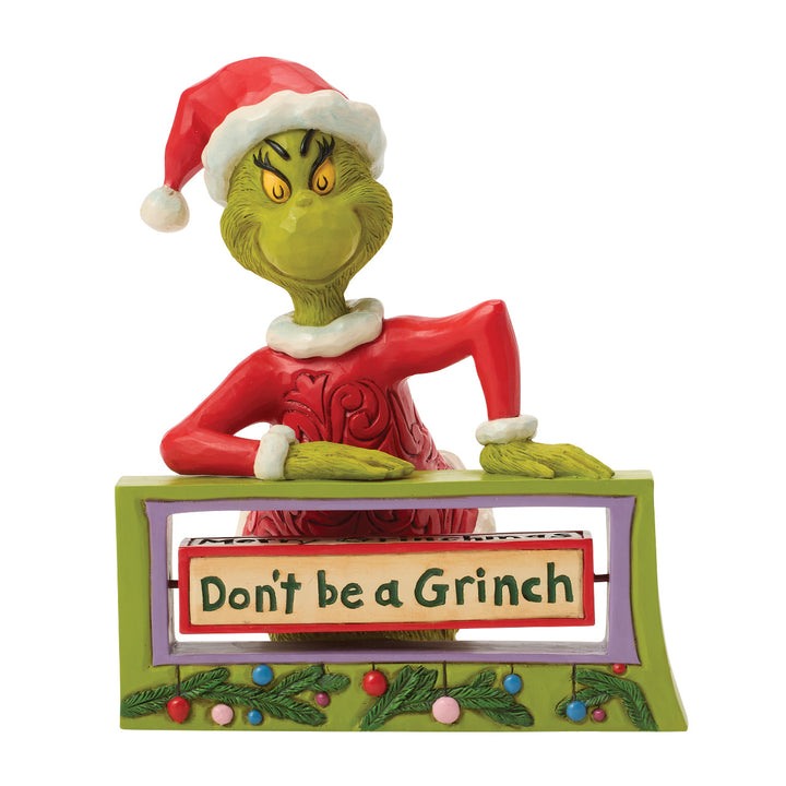 Jim Shore The Grinch: Grinch With Rotating Sign Figurine sparkle-castle