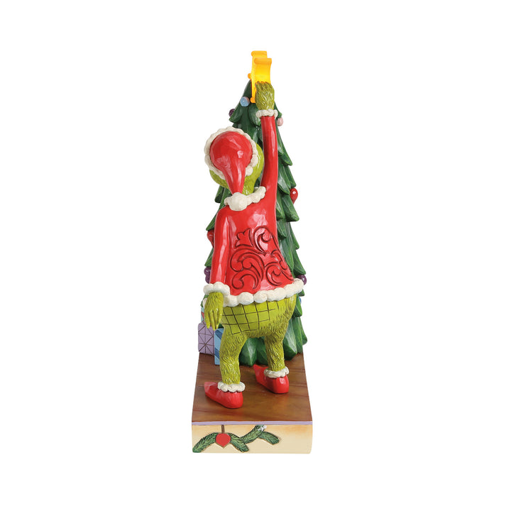 Jim Shore The Grinch: Grinch Pulling Star Off Tree Lit Figurine sparkle-castle