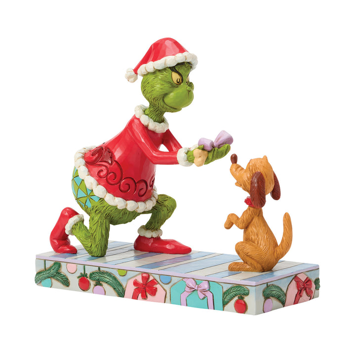 Jim Shore The Grinch: Grinch Giving Max a Bone Figurine sparkle-castle