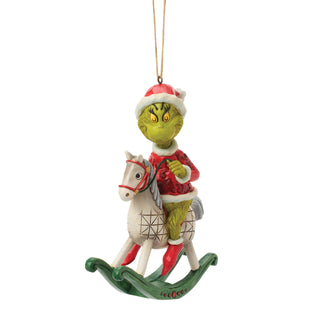 Jim Shore The Grinch: Grinch Sitting On Rocking Horse Hanging Ornament sparkle-castle