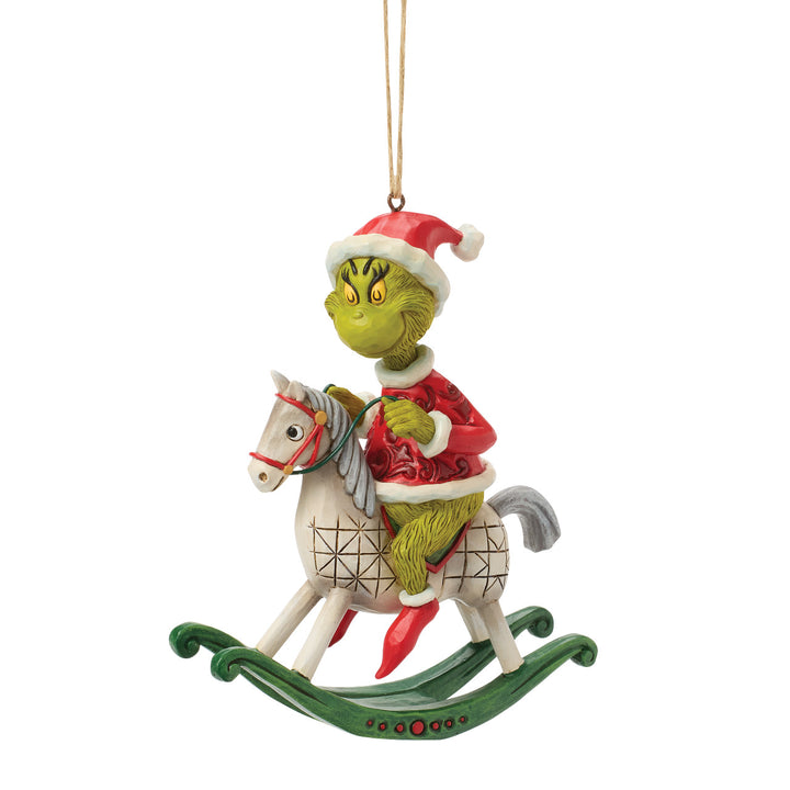 Jim Shore The Grinch: Grinch Sitting On Rocking Horse Hanging Ornament sparkle-castle