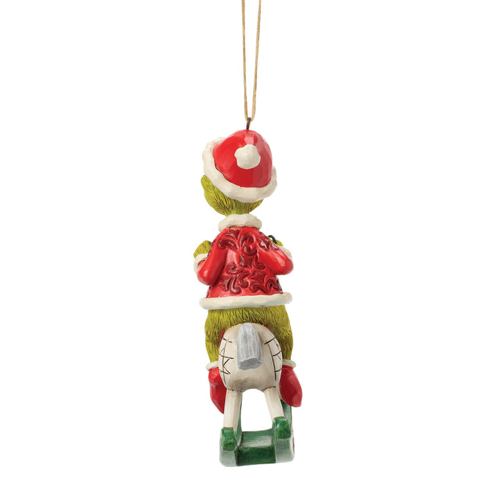 Jim Shore The Grinch: Grinch Sitting On Rocking Horse Hanging Ornament sparkle-castle
